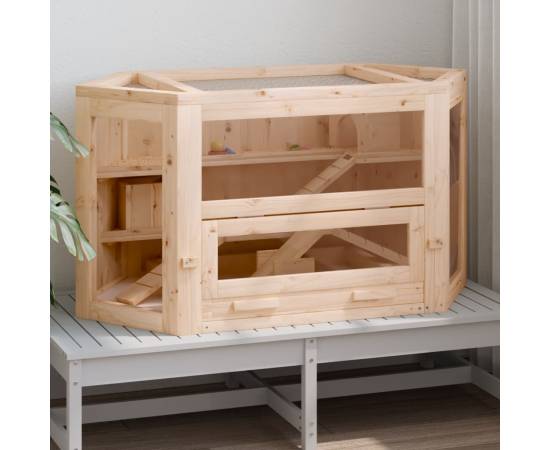 Cușcă pentru hamsteri, 80x40x43 cm, lemn masiv de brad, 2 image