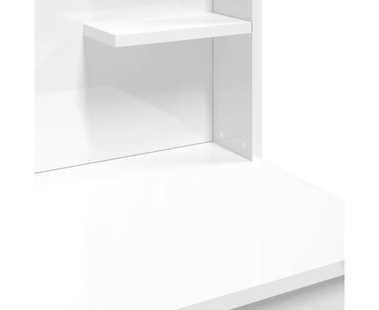 Masă de toaletă cu led-uri, alb extralucios, 96x40x142 cm, 8 image