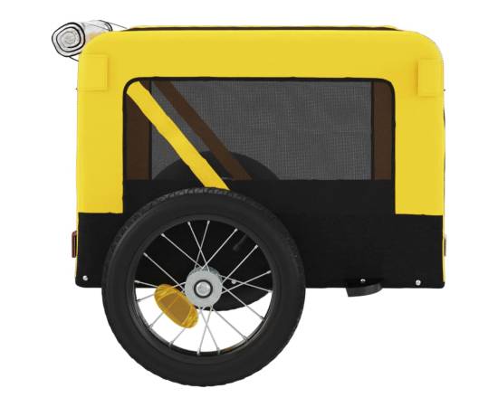 Remorcă de bicicletă câini galben&negru textil oxford&fier, 8 image