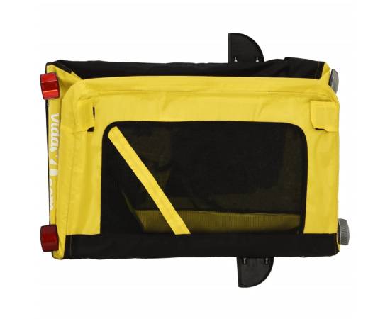 Remorcă de bicicletă câini galben&negru textil oxford&fier, 10 image