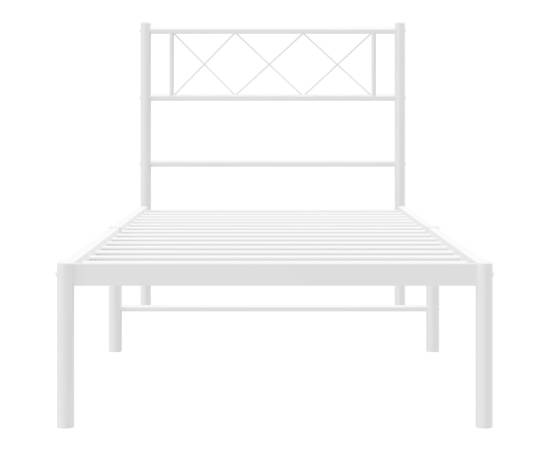 Cadru de pat metalic cu tăblie, alb, 100x190 cm, 5 image