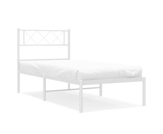 Cadru de pat metalic cu tăblie, alb, 80x200 cm, 2 image