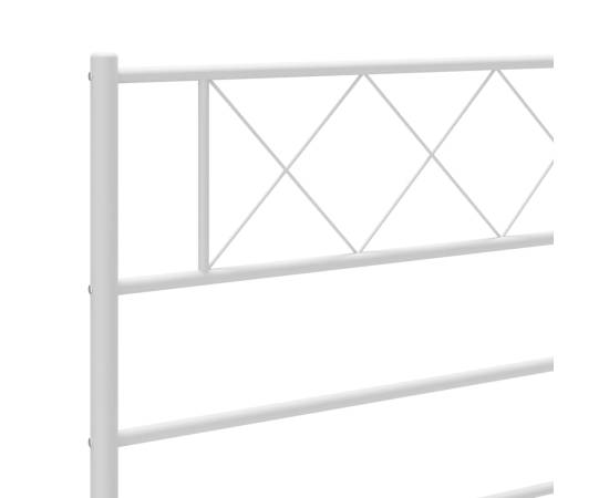 Cadru de pat metalic cu tăblie de cap/picioare, alb, 75x190 cm, 8 image