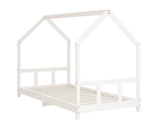 Cadru de pat pentru copii, alb, 90x190 cm, lemn masiv de pin, 3 image