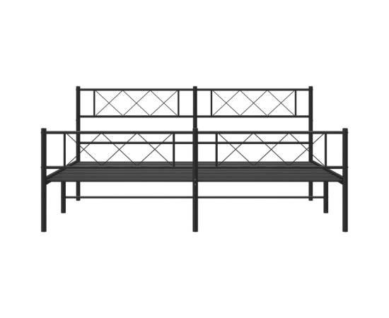 Cadru pat metalic cu tăblie de cap/picioare, negru, 180x200 cm, 4 image