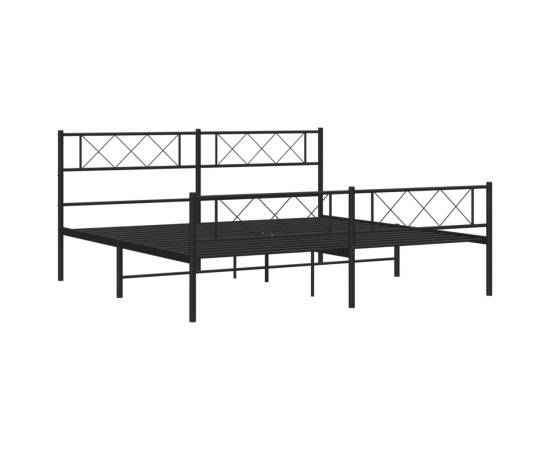 Cadru pat metalic cu tăblie de cap/picioare, negru, 180x200 cm, 5 image