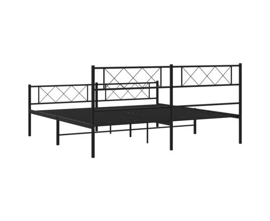Cadru pat metalic cu tăblie de cap/picioare, negru, 180x200 cm, 7 image