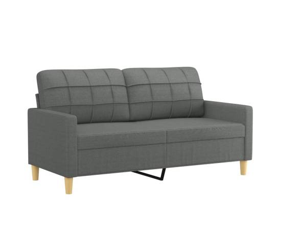 Canapea cu 2 locuri cu pernuțe, gri închis, 140 cm, textil, 4 image
