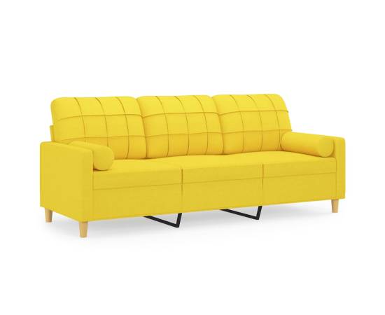 Canapea cu 3 locuri cu pernuțe, galben deschis, 180 cm, textil, 2 image