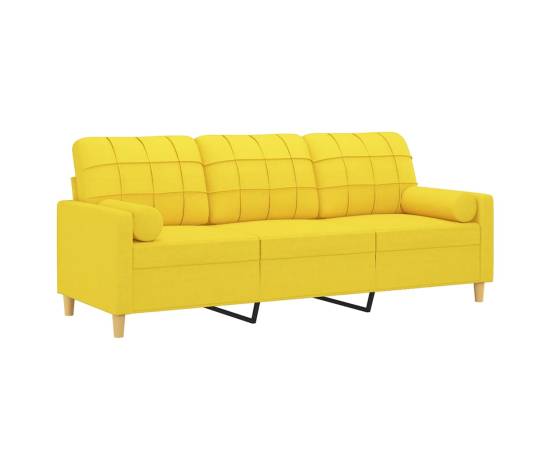 Canapea cu 3 locuri cu pernuțe, galben deschis, 180 cm, textil, 3 image