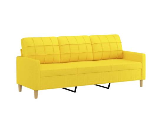Canapea cu 3 locuri cu pernuțe, galben deschis, 180 cm, textil, 4 image