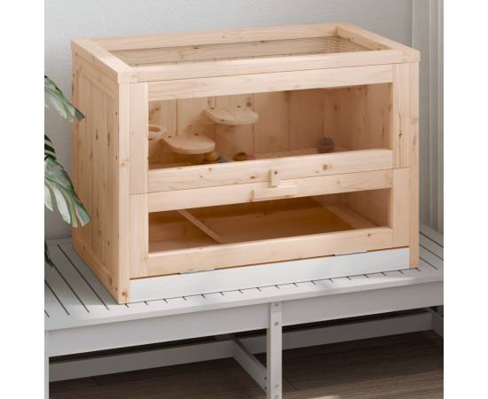 Cușcă pentru hamsteri, 60x35,5x42 cm, lemn masiv de brad, 2 image