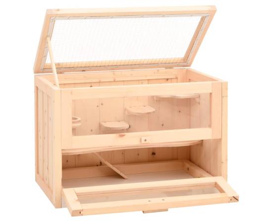 Cușcă pentru hamsteri, 60x35,5x42 cm, lemn masiv de brad, 3 image