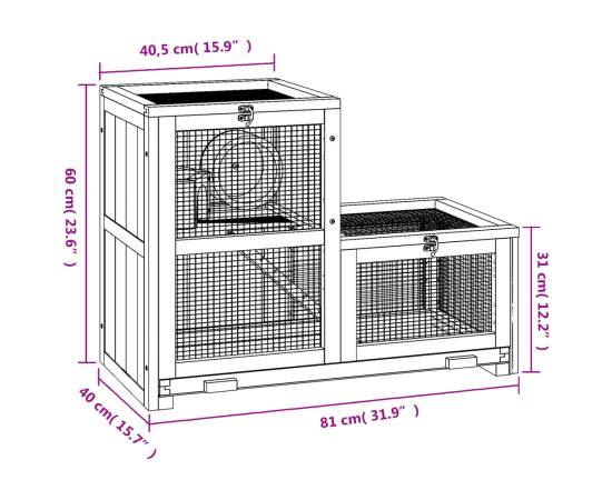 Cușcă pentru hamsteri, 81x40x60 cm, lemn masiv de brad, 9 image