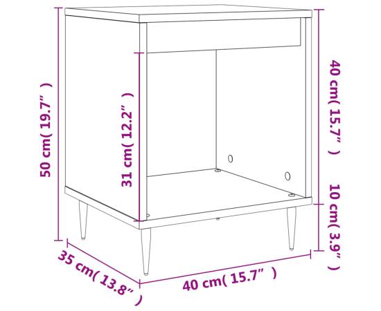 Noptiere, 2 buc., alb, 40x35x50 cm, lemn compozit, 10 image