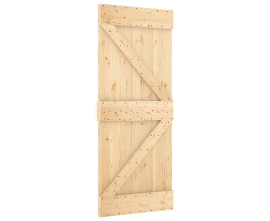 Ușă glisantă cu set de feronerie 85x210 cm, lemn masiv de pin, 3 image