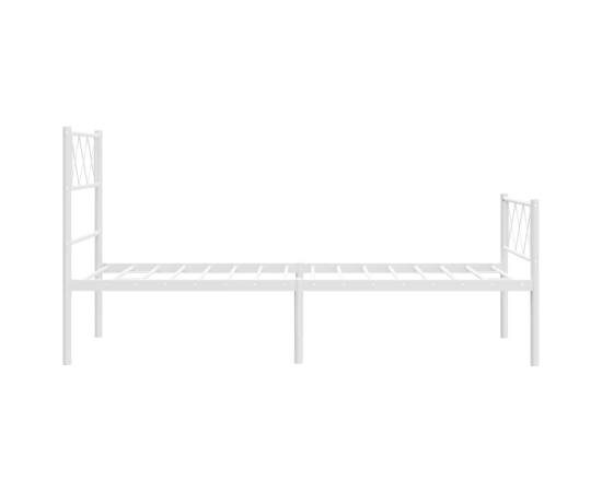Cadru de pat metalic cu tăblie de cap/picioare, alb, 100x200 cm, 6 image