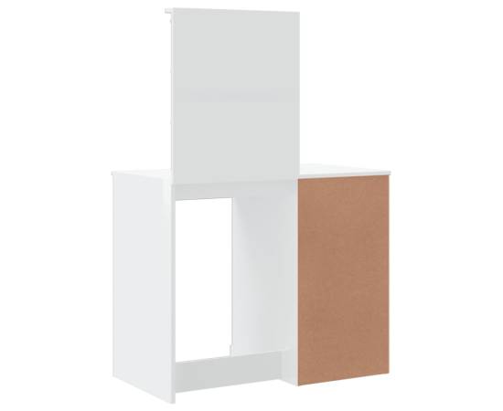 Masă de toaletă cu led-uri, alb extralucios, 90x42x132,5 cm, 7 image
