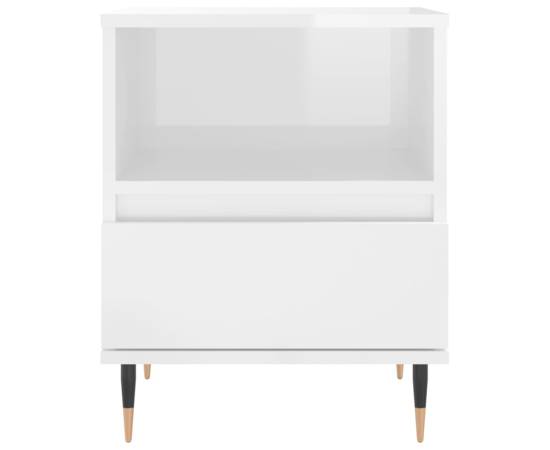 Noptiere, 2 buc., alb extralucios, 40x35x50 cm, lemn compozit, 7 image