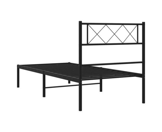 Cadru de pat din metal cu tăblie, negru, 107x203 cm, 7 image