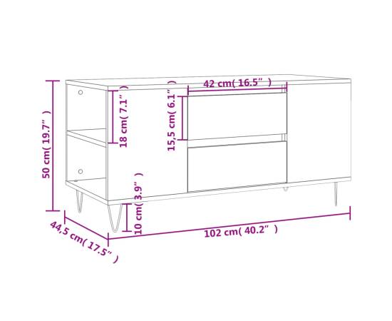 Măsuță de cafea, alb, 102x44,5x50 cm, lemn prelucrat, 11 image