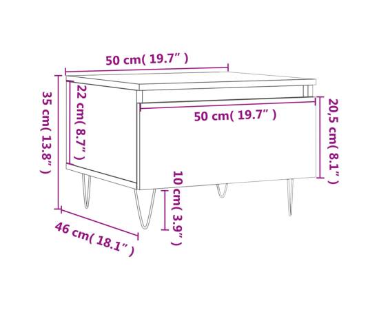 Măsuță de cafea, gri sonoma, 50x46x35 cm lemn prelucrat, 11 image