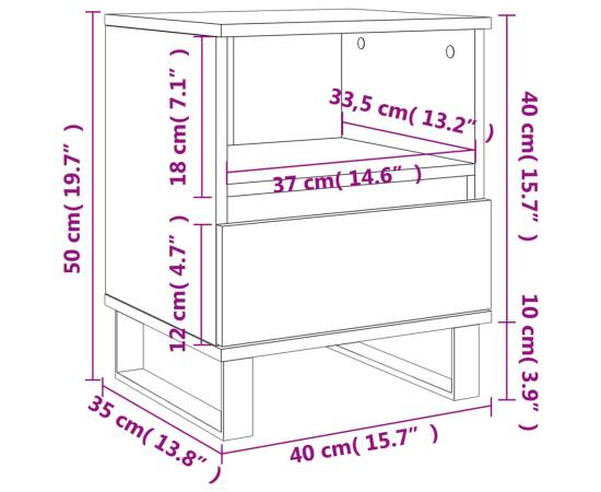 Noptieră, stejar maro, 40x35x50 cm, lemn compozit, 11 image