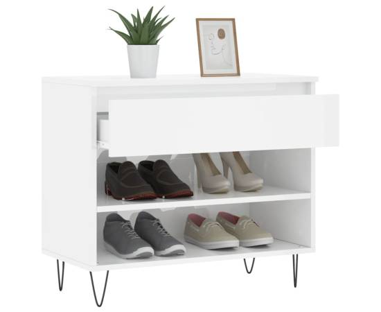 Pantofar, alb extralucios, 70x36x60 cm, lemn prelucrat, 4 image
