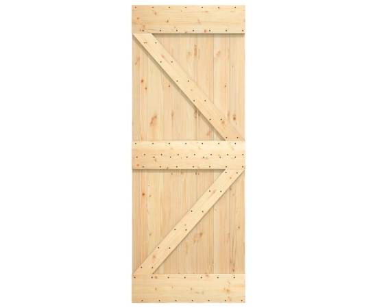 Ușă glisantă cu set de feronerie 70x210 cm, lemn masiv de pin, 4 image