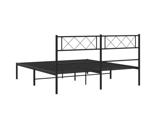 Cadru de pat metalic cu tăblie, negru, 135x190 cm, 7 image