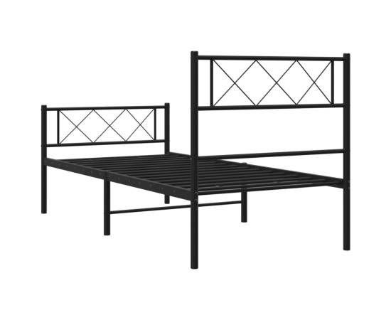 Cadru pat metalic cu tăblii de cap/picioare, negru, 100x200 cm, 7 image