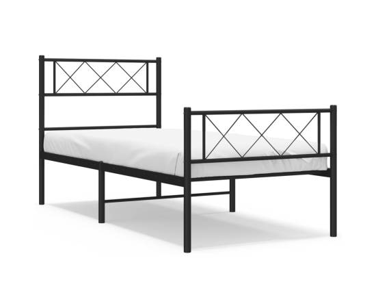 Cadru pat metalic cu tăblii de cap/picioare, negru, 100x200 cm, 2 image