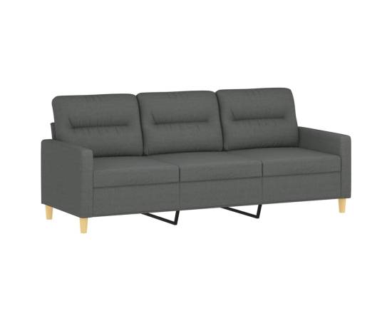 Canapea cu 3 locuri cu pernuțe, gri închis, 180 cm, textil, 4 image