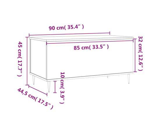 Măsuță de cafea, gri beton, 90x44,5x45 cm, lemn compozit, 11 image