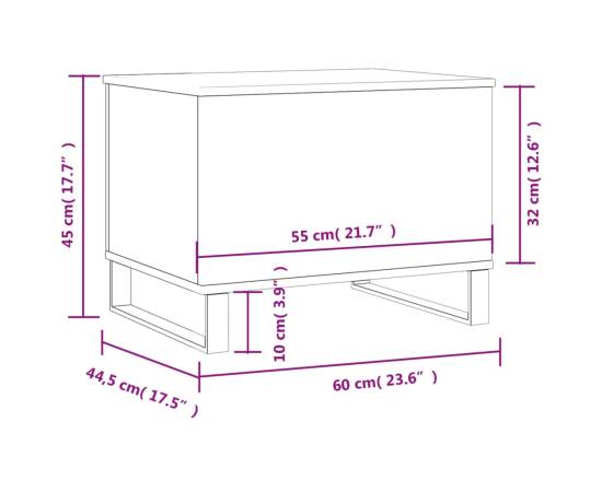 Măsuță de cafea, gri sonoma, 60x44,5x45 cm, lemn prelucrat, 11 image
