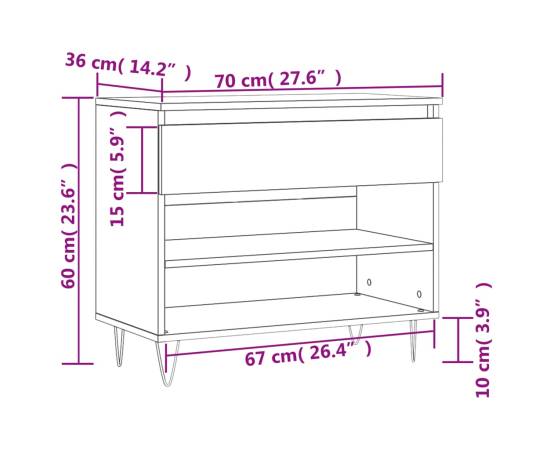 Pantofar, gri sonoma, 70x36x60 cm, lemn prelucrat, 11 image