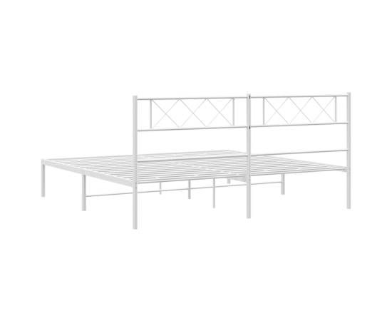 Cadru de pat metalic cu tăblie, alb, 180x200 cm, 7 image
