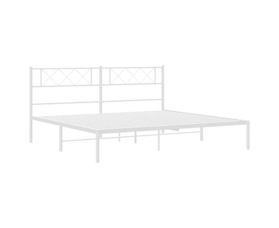 Cadru de pat metalic cu tăblie, alb, 180x200 cm, 4 image