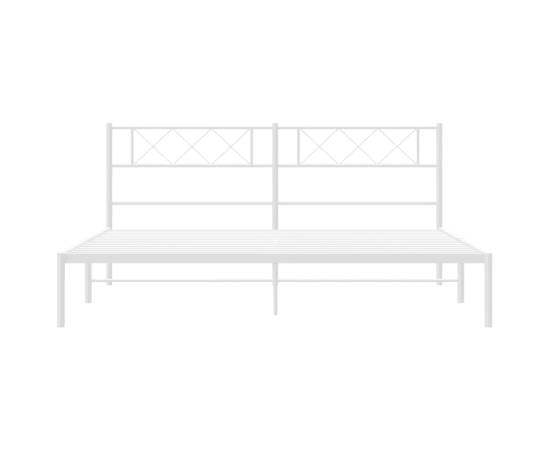 Cadru de pat metalic cu tăblie, alb, 193x203 cm, 5 image