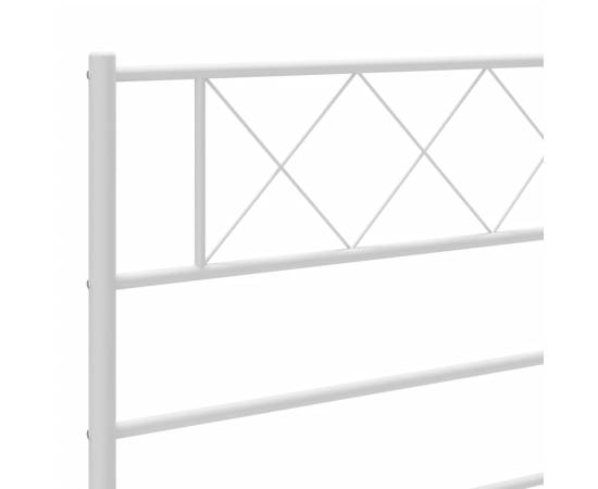 Cadru de pat metalic cu tăblie, alb, 193x203 cm, 8 image