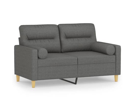 Canapea cu 2 locuri cu pernuțe, gri închis, 120 cm, textil, 2 image