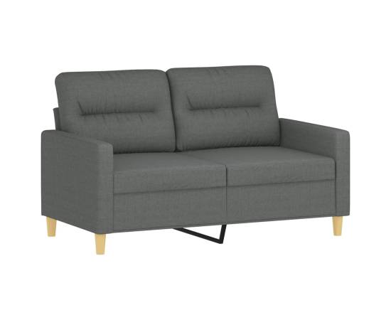 Canapea cu 2 locuri cu pernuțe, gri închis, 120 cm, textil, 4 image
