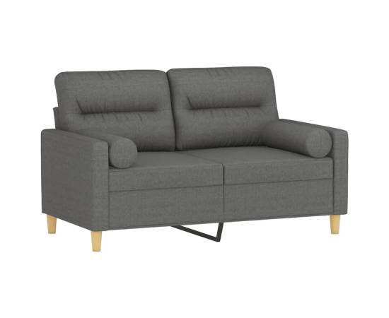 Canapea cu 2 locuri cu pernuțe, gri închis, 120 cm, textil, 3 image