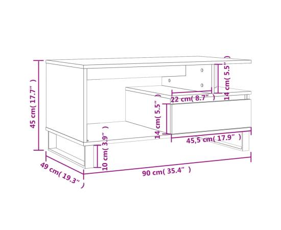 Măsuță de cafea, gri beton, 90x49x45 cm, lemn prelucrat, 11 image