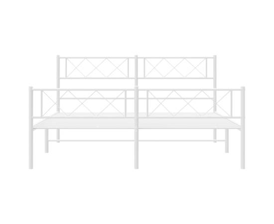 Cadru de pat metalic cu tăblie, alb, 140x200 cm, 4 image
