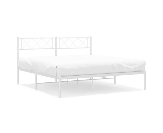 Cadru de pat metalic cu tăblie, alb, 140x200 cm, 2 image