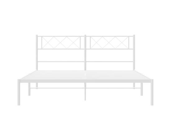Cadru de pat metalic cu tăblie, alb, 150x200 cm, 5 image