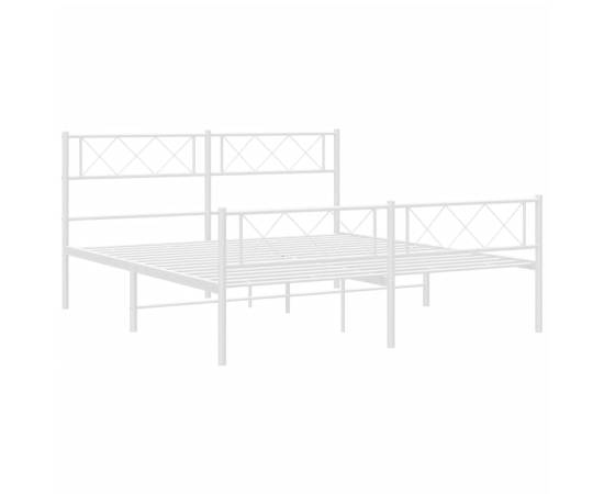 Cadru de pat metalic cu tăblie, alb, 160x200 cm, 5 image