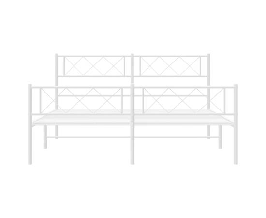 Cadru de pat metalic cu tăblie de cap/picioare, alb, 140x190 cm, 4 image