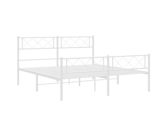 Cadru de pat metalic cu tăblie de cap/picioare, alb, 140x190 cm, 5 image